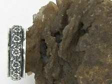 Hand Made USA Flower Oxidized Design 925Sterling Silver Spinner Ring-Custom Size