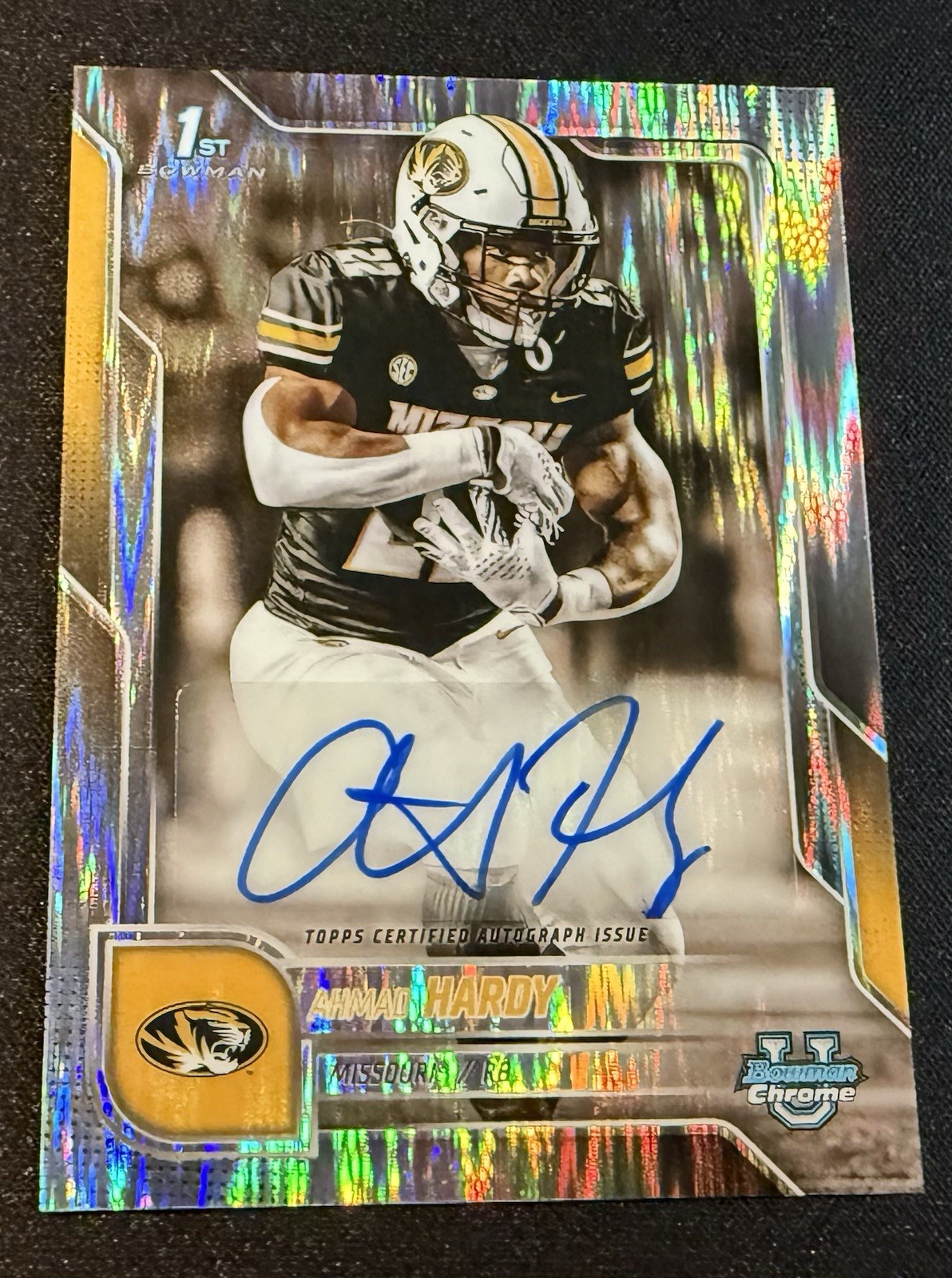2025 Bowman Chrome University Ahmad Hardy 1st Stealth Refractor Auto Missouri