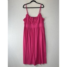 Old Navy Midi Babydoll Dress Size XXL Solid Barbie Pink Smocked Summer Pockets