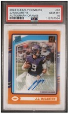 2024 CLEARLY DONRUSS AUTOGRAPH ORANGE #61 JJ MCCARTHY ROOKIE RC /199 PSA 10