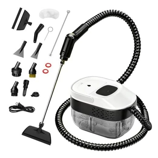 Pressurized Steam Cleaner, 54oz Large Tank, Portable Steamer for Cleaning White