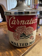 Vintage CARNATION MALTED MILK SODA FOUNTAIN CANISTER