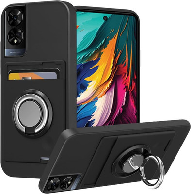 TCL 50 XE/TCL 50 5G Phone Case with Card Holder & Ring Stand Black