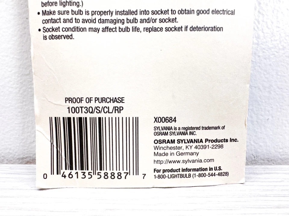 Sylvania Quartz Light Bulb 100W 120V RSC Base Double Ended 3-1/8” NEW NOS - Image 4 of 4