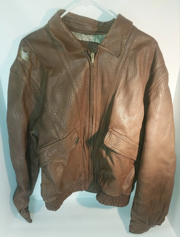 Jaqueta bombardeiro piloto aviador vintage de couro Midwest International Segunda Guerra Mundial - Imagem 4 de 4