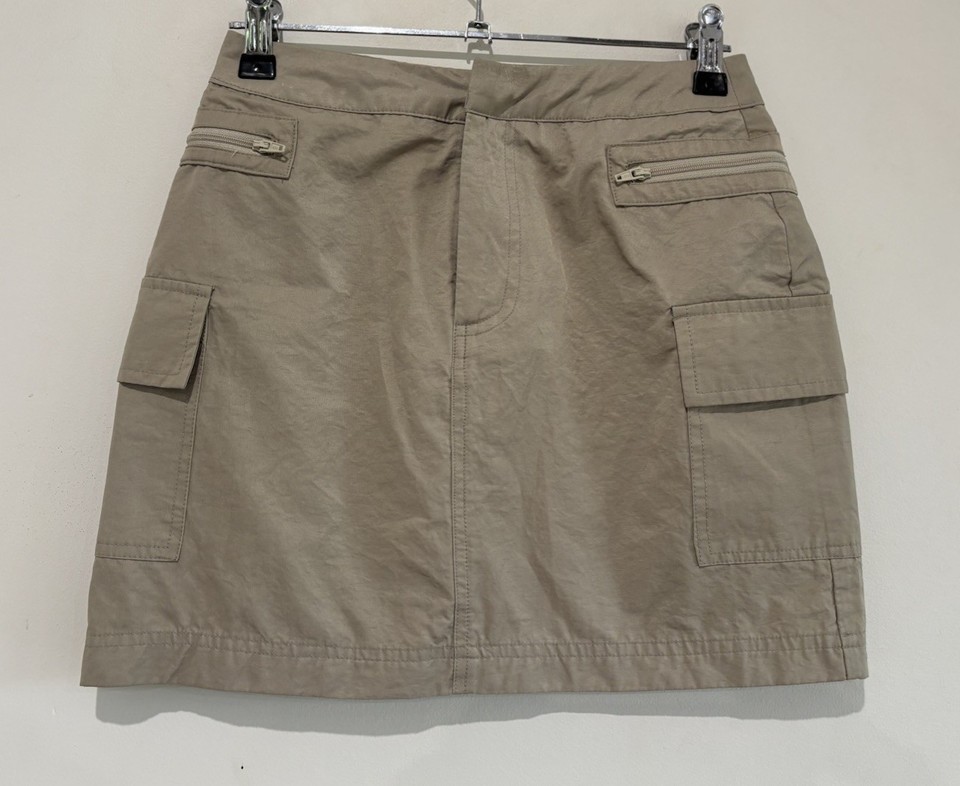 Hello Molly Ladies Skirt Size XS AU 6 Beige Cargo Mini Pockets Casual Streetwear