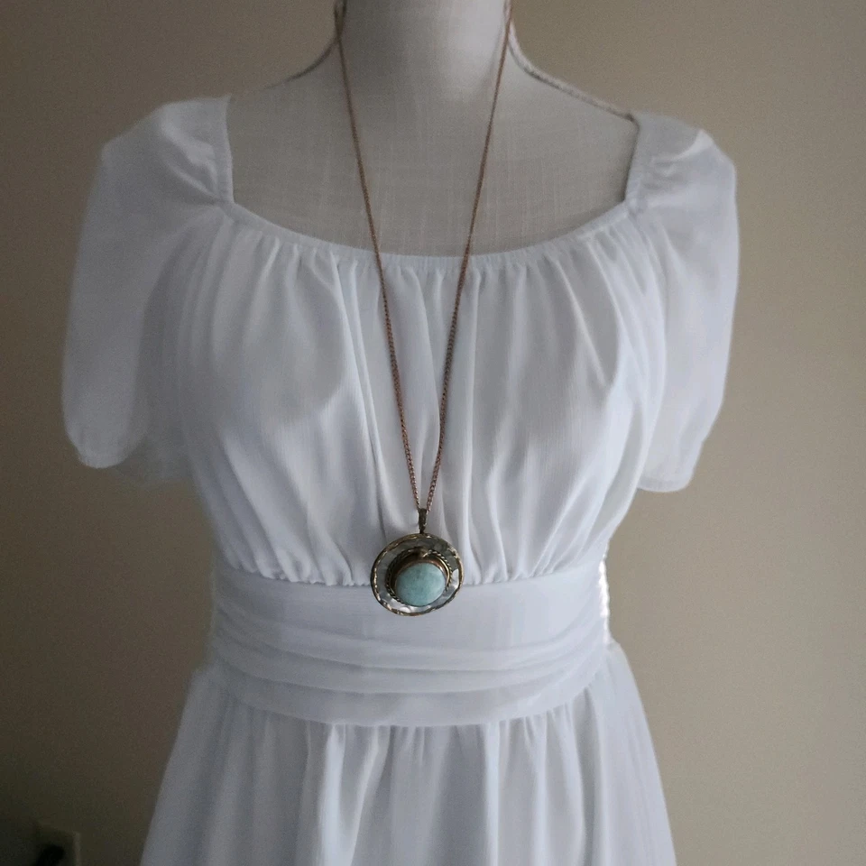 Collar Colgante Piedra Amazonita Hecho a Mano - Metales Mezclados - Cadena Cobre 30" Foto 3 de 3