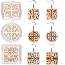 3 Pcs Vintage Pattern Polymer Clay Cutters, Retro Geometric Flower Earring Mo...