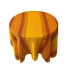 Vintage woven tablecloth linens Fall color theme retro kitchen dining 52x52 