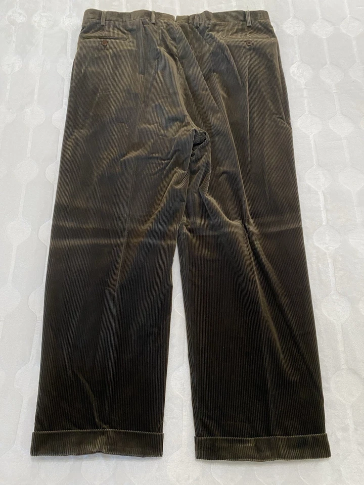 Pantalones de vestir de pana para hombre Luciano Barbera 42x30 marrón oscuro Italia *LEER Foto 2 de 4