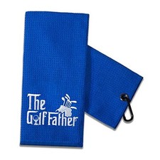 TOUNER The Golf Father Golfing Towel with Clip Embroidered Funny Blue088