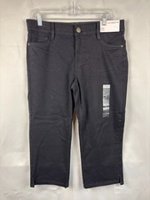 Liz Claiborne Womens Black Flexi-Fit Waistband Cotton Cropped Pants Size 10 NWT