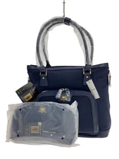 Kinloch Anderson Navy Handbag Solid Velvet Canvas Used Bag 14x28.5cm