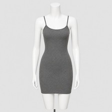 Topshop Ribbed Bodycon Mini Fitted Dress - Gray - Size 2
