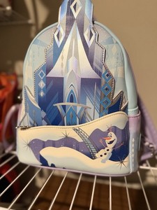 Disney Frozen Elsa Ice Palace Loungefly Mini Backpack Olaf Blue Purple NEW Loungefly Disney Frozen Elsa castle with Olaf Mini Backpack  main image 4