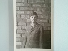 Vintage WWII Era US Army Soldier Portrait Photo 1940s Smiling Young Man Uniform