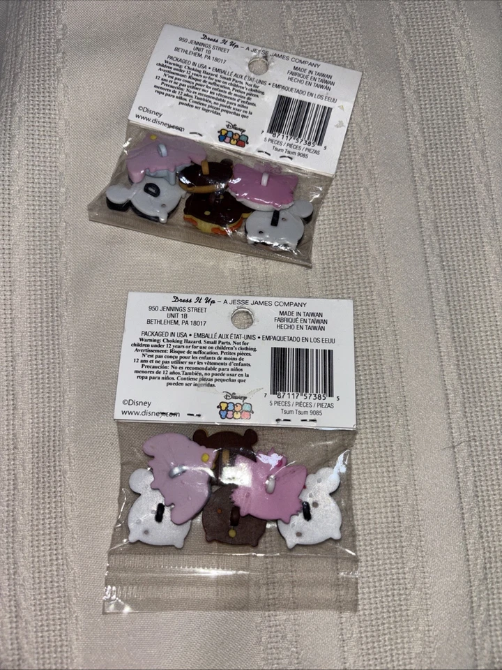 Disney Tusk Tsum shank buttons by  Dress It Up 2 Packages Pooh Tigger Mickey - Image 4 of 4