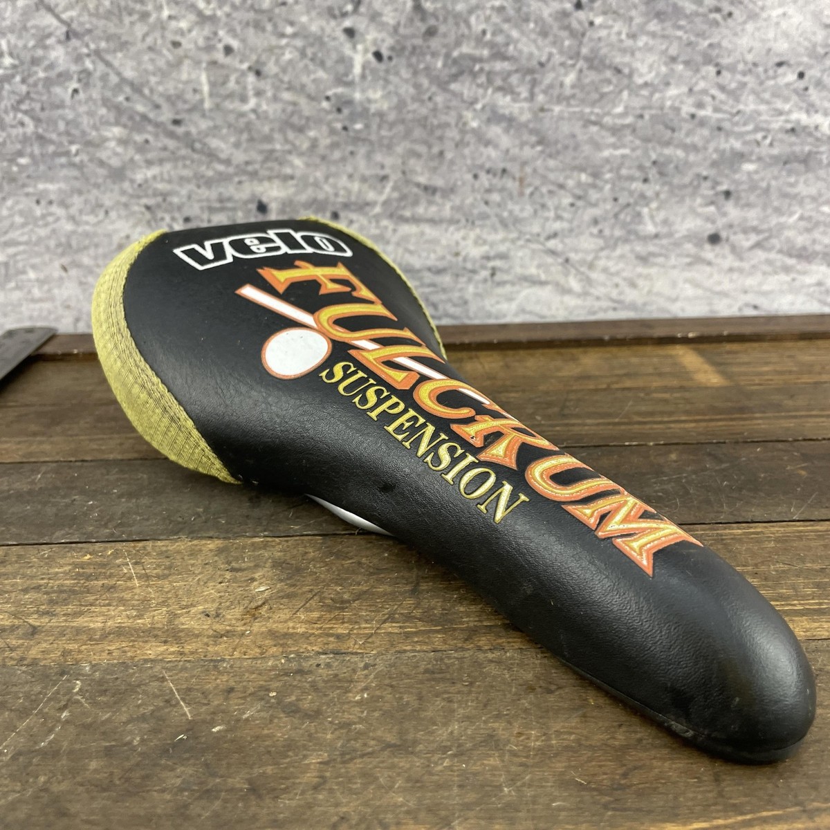 Vintage Velo Fulcrum Bike Saddle Seat Yellow Retro Stitched BMX