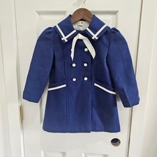 Cappotto marinaio bambina Winnie the Pooh vintage blu nautico taglia 4 made USA