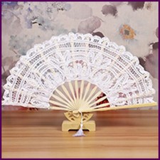 Lace Folding Fan Vintage Bamboo Hand Held Folding Wedding Party Decor Prop 28cm