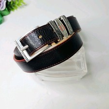 Streets Ahead Womens Belt Med Los Angeles Black Leather Red Stitch VTG-Read