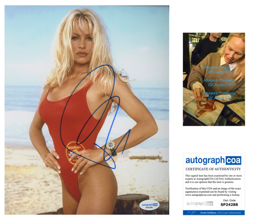 Pamela Anderson Signed Autographed BAYWATCH 8x10 Photo EXACT Proof ACOA A