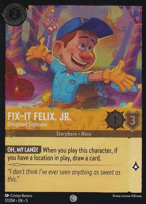 Cold Foil Fix-It Felix, Jr. - Delighted Sightseer 17/204 Common Shimmering Sk...