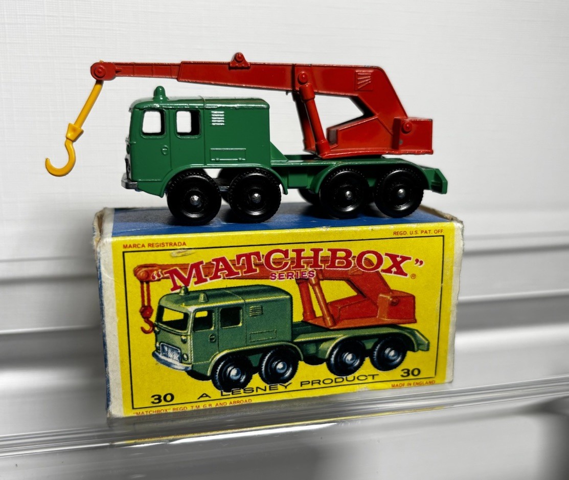 Vintage 1960's Matchbox #30C 8-Wheel CRANE Truck Superb Condition