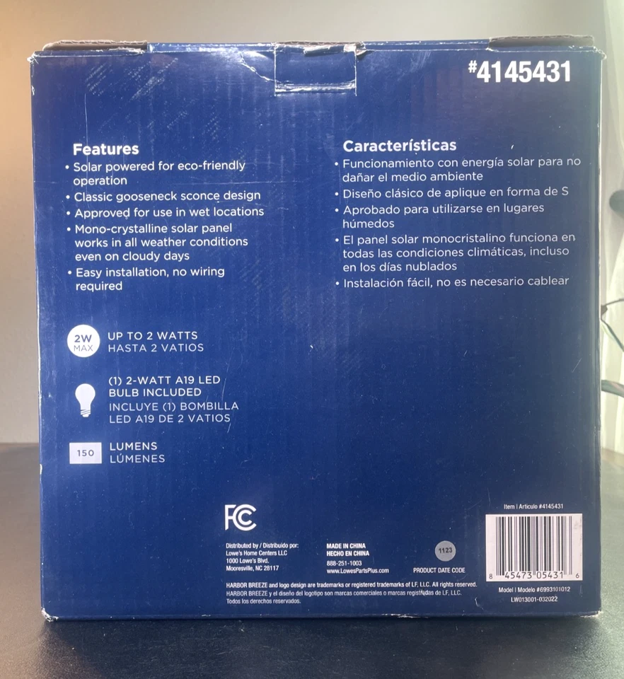 Harbor Breeze Barn Light Solar Outdoor Wall Light Matte Black 10.63" LED - Image 4 of 4