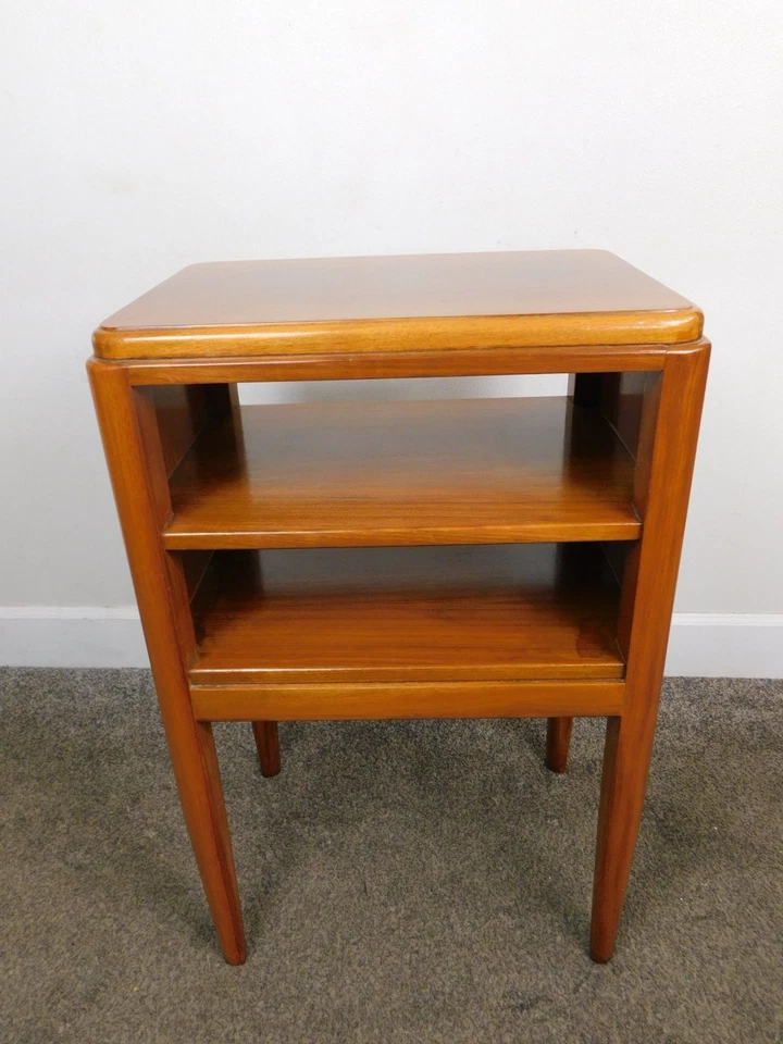 Antique Waterfall Deco Mahogany Side Radio Record Table w Open Shelves 30"T 20"W - Image 2 of 4