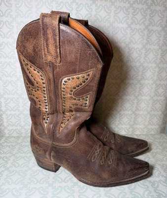 Frye Daisy Duke Python Studded Western Boots Cowgirl Womens Size 9 M