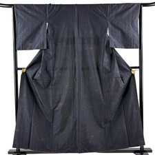 Oshima Tsumugi Silk Kimono M Navy Used