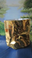 Large Rare Ceramic Planter Wrinkle Gold Paper Bag Style 8 1/2 X 10"