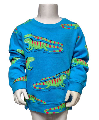 MARKS & SPENCER Kinder Jungen blau Eidechsen Design Pullover Sweatshirt 2-3 Jahre