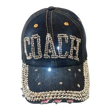 Popfizzy Bling Coach Hat with Rhinestones for Women, Best Cheer Coach Hat,...
