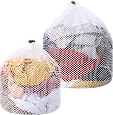 2 Packs Laundry Mesh Bags, Drawstring Net Laundry Bag for Washing Machine, Mesh 