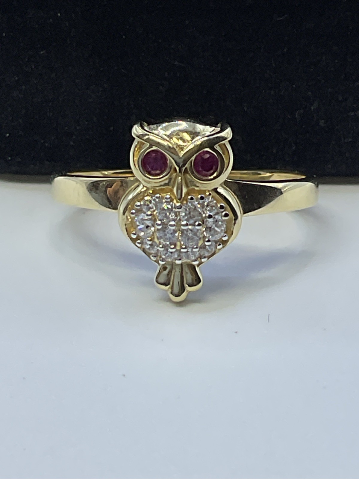 D&B Solid 14K Yellow Gold Created Ruby & White CZ… - image 4