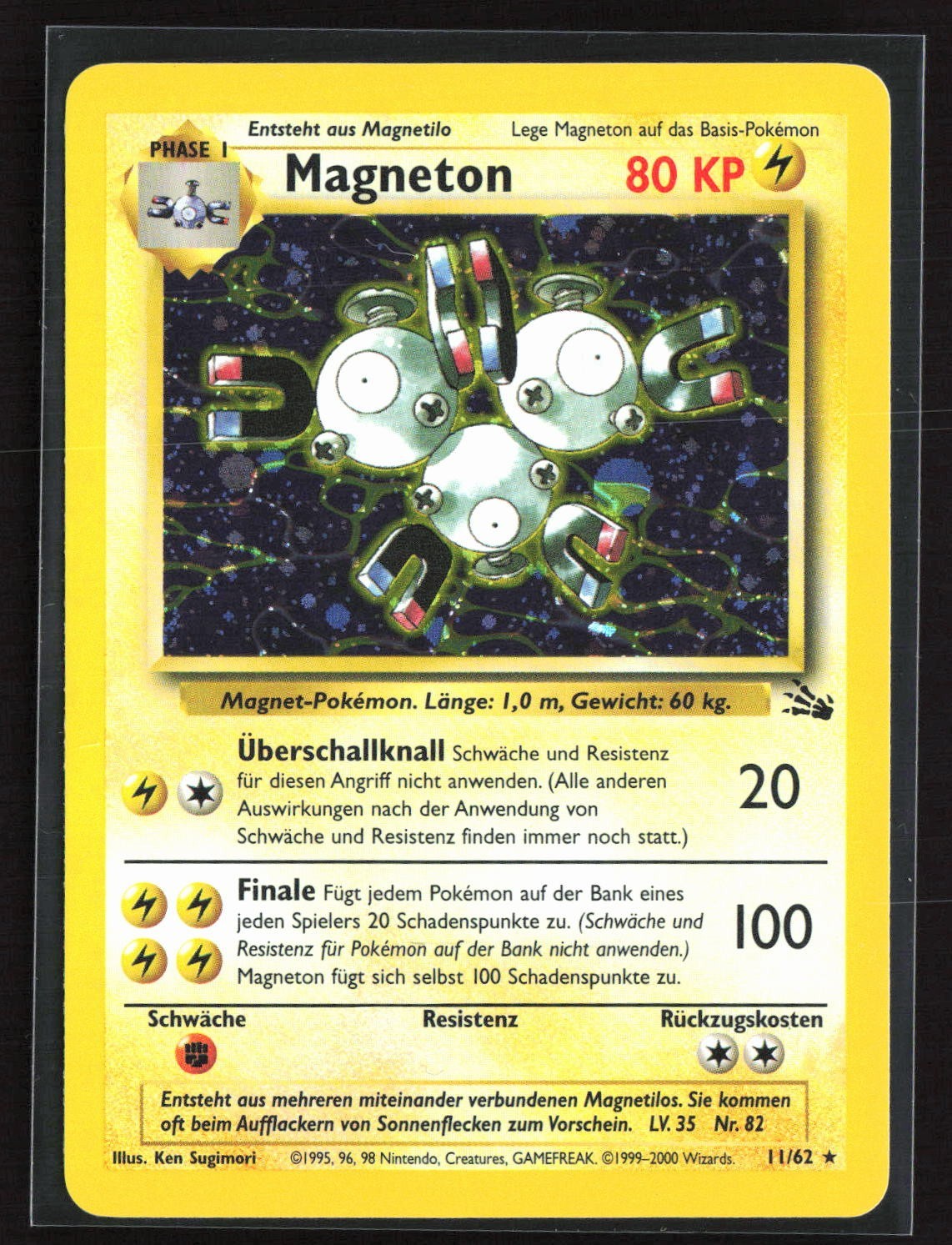Pokemon TCG - Magneton (11) Unlimited Holo Holo Rare Fossil 11/62 LP