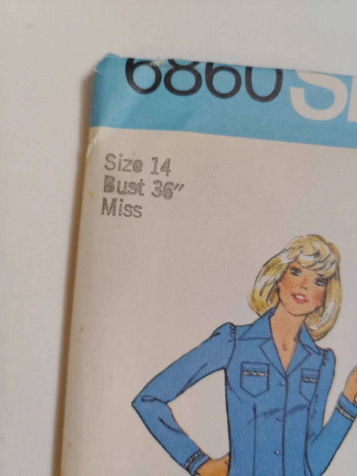 Simplicity 6860 Dress Top Pants Sewing Pattern Ladies 14 UC VTG Western Pockets - Image 4 of 4