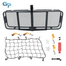 500lb Capacity Steel Hitch Mount Cargo Carrier Folding Basket Black 60206