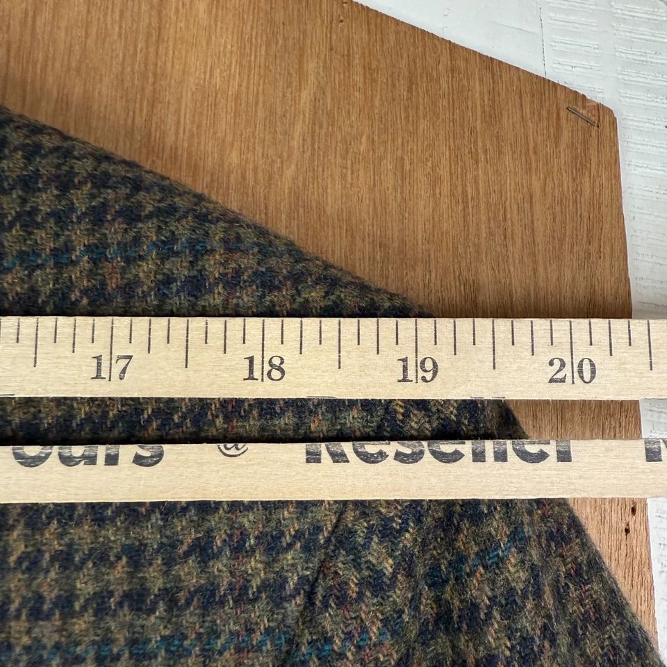 复古粗花呢夹克男式 42L 棕色千鸟格 2 按钮羊毛皮革肘垫 — 第 4/4 张图片