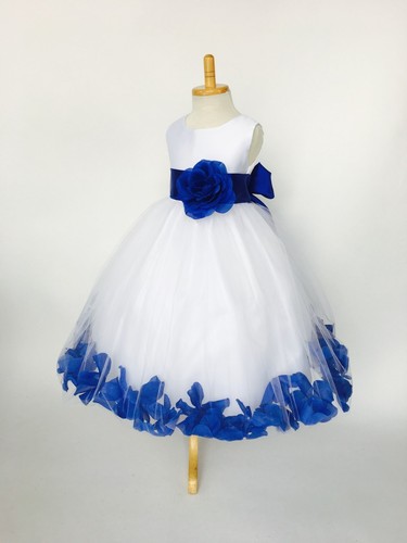 Flower Girl Dress Bridesmaid White Rose Petal Birthday Recital Pageant Easter 24 - 第 14/177 張圖片