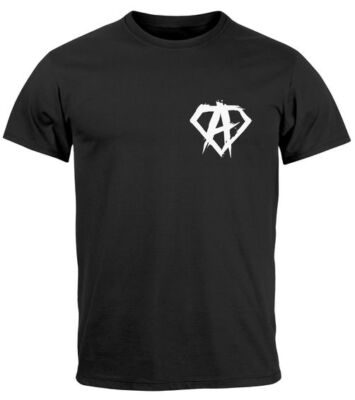 Herren T-Shirt Print Aufdruck Alpha Superhero Gym Anarchy Badge Logo Fashion