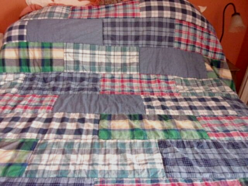 Pottery Barn Navy, Red, Hunter Plaid Patchwork Full/Queen Comforter