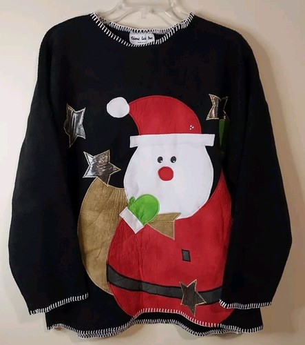 Shane Lee Inc Vintage Fleece Snowman Santa Top Shirt Winter Long Sleeve L/XL