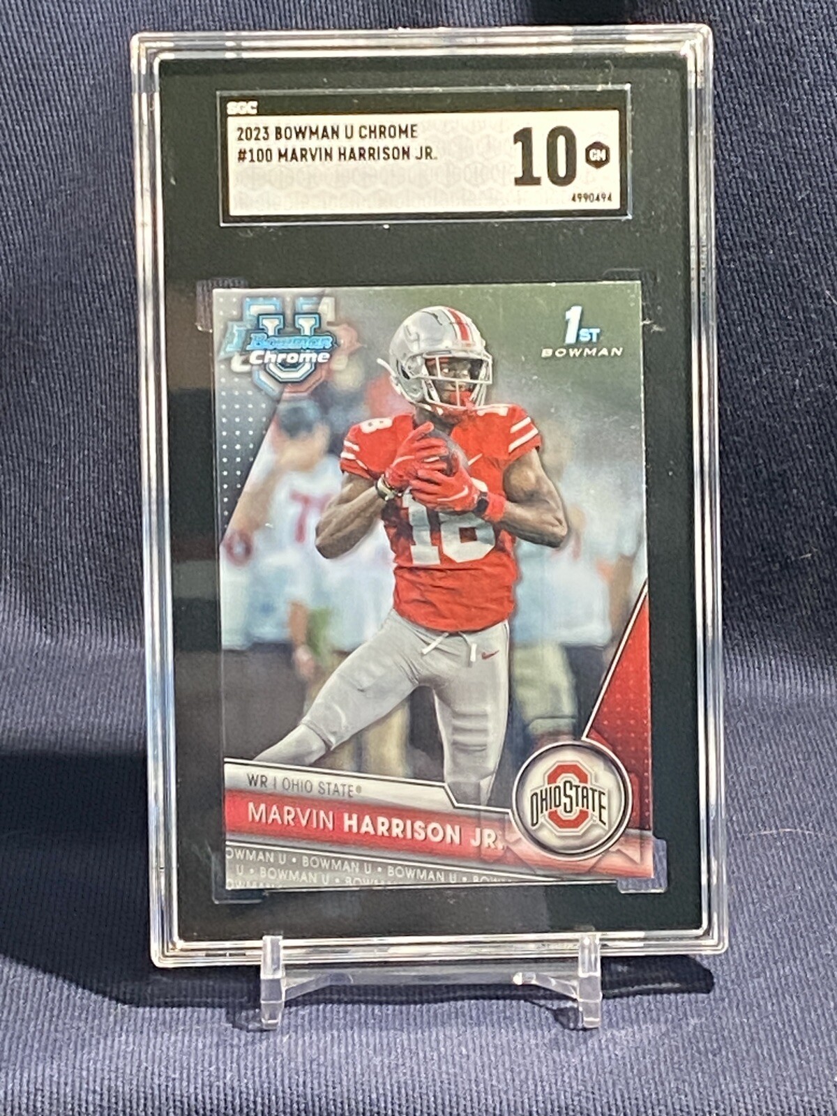 Marvin Harrison Jr. 2023 1st Bowman Chrome U Football #100 SGC 10 Gem Mint