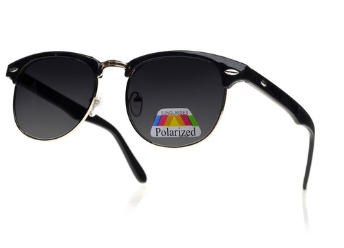 Lunettes De Soleil Polarisées Unisexe - Cadre Noir Mat Touche Caoutchouc, Style Rétro Années 80