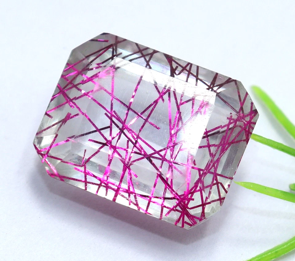 29 CT Natürlich Zertifiziert Smaragd Schliff Pink Strahlende Quarz Lose Dublette - Bild 4 von 4