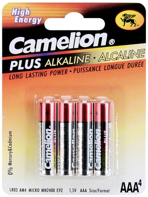 Батарейка Camelion Plus alkaline lr03-4bl (цена за 1шт) 4/48/1152 Китай (873999000043)