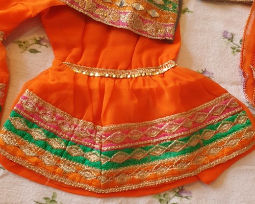 Pakistani Asian Girls Eid Party Dress Suit Gharara size 20~ 30-36m Grey / Orange - 第 6/8 張圖片